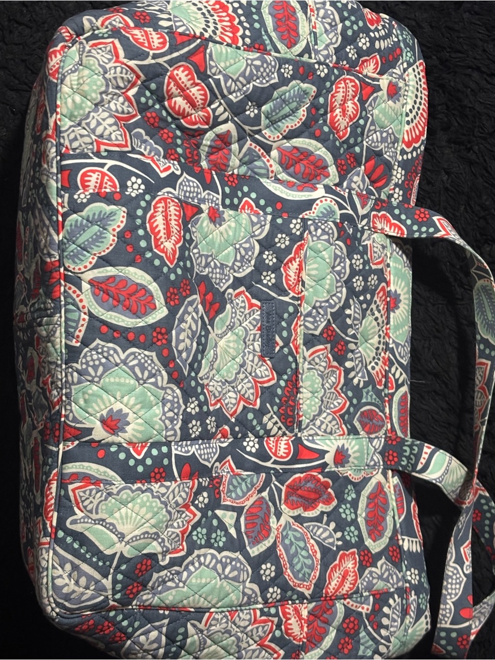 Vera Bradley Quilted Floral Tote Bag in Navy, Mint & Coral